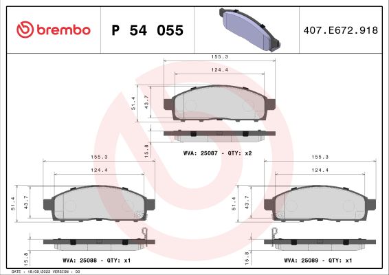A.B.S. P 54 055 BREMBO Bremsbelagsatz, Scheibenbremse